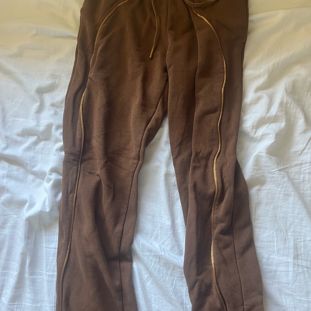 Nike Brown Joggers with Gold Details